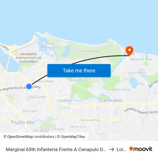 Marginal 65th Infanteria Frente A Cenapulo De La Fé to Loiza map