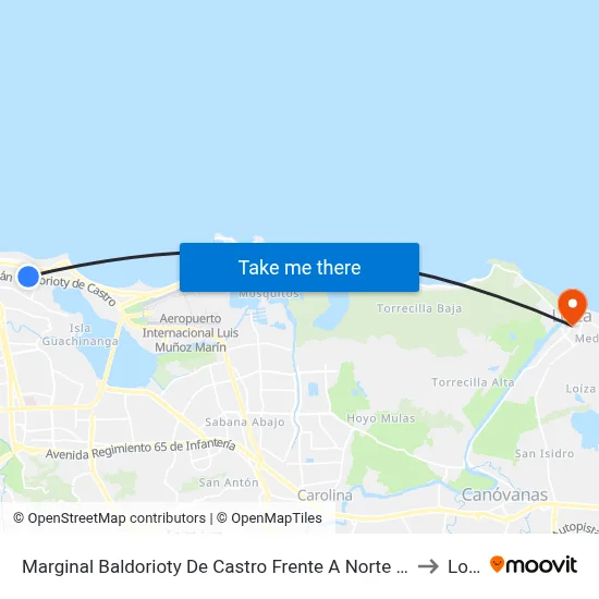 Marginal Baldorioty De Castro Frente A Norte Shopping Center to Loiza map