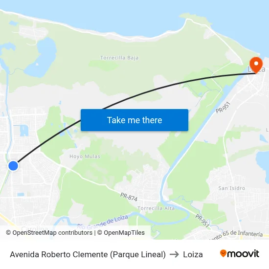 Avenida Roberto Clemente (Parque Lineal) to Loiza map