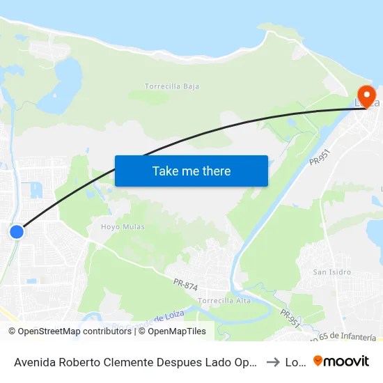 Avenida Roberto Clemente Despues Lado Opuesto Calle 98 to Loiza map