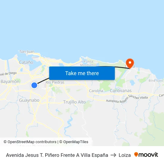 Avenida Jesus T. Piñero Frente A Villa España to Loiza map