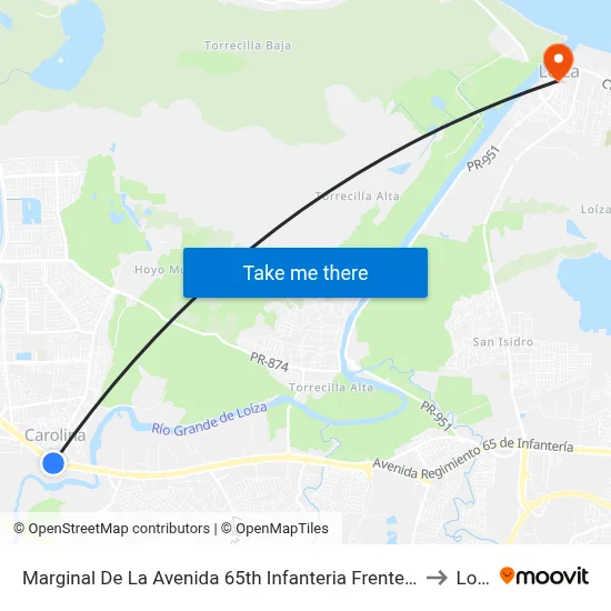 Marginal De La Avenida 65th Infanteria Frente Al John Dewey to Loiza map