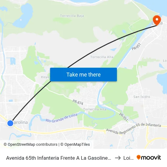 Avenida 65th Infanteria Frente A La Gasolinera Puma to Loiza map