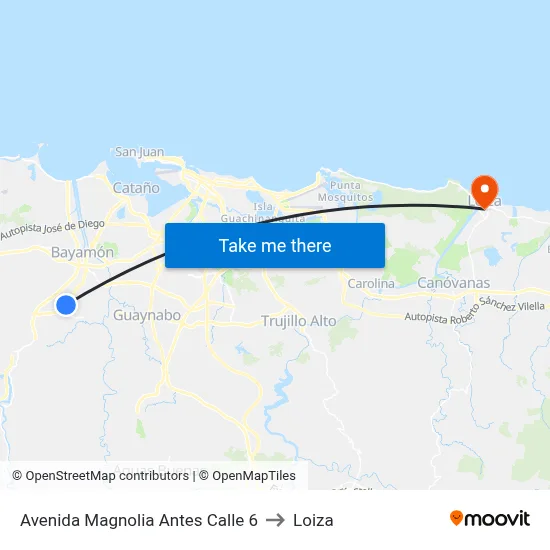 Avenida Magnolia Antes Calle 6 to Loiza map
