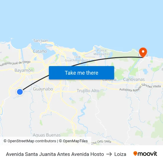 Avenida Santa Juanita Antes Avenida Hosto to Loiza map