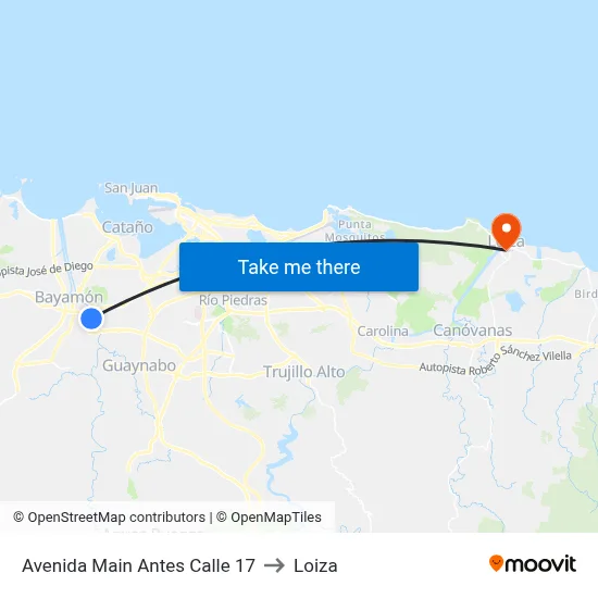 Avenida Main Antes Calle 17 to Loiza map