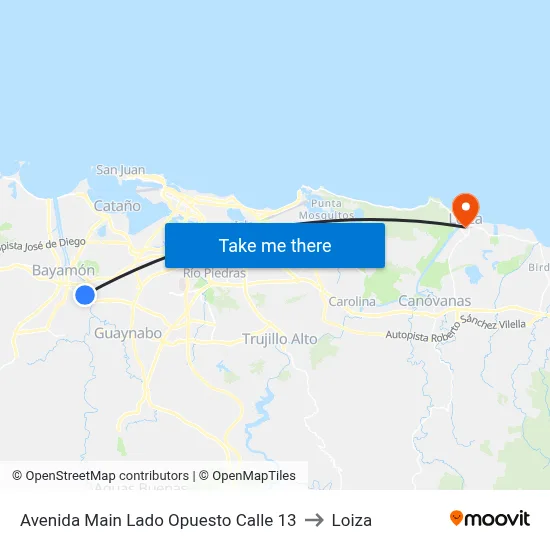 Avenida Main Lado Opuesto Calle 13 to Loiza map