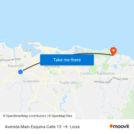 Avenida Main Esquina Calle 13 to Loiza map