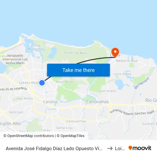 Avenida José Fidalgo Díaz Lado Opuesto Vía 23 to Loiza map