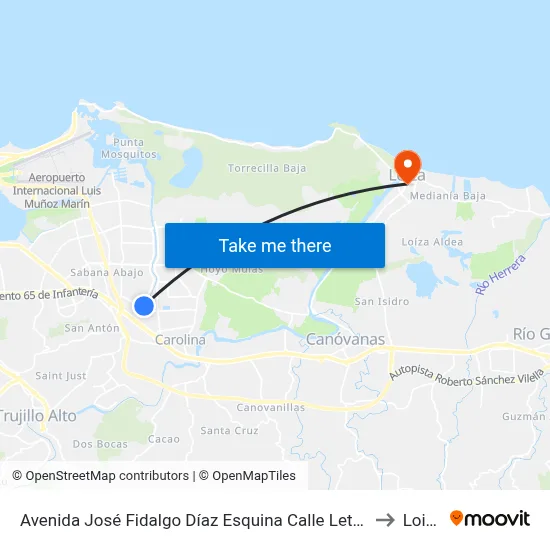 Avenida José Fidalgo Díaz Esquina Calle Leticia to Loiza map