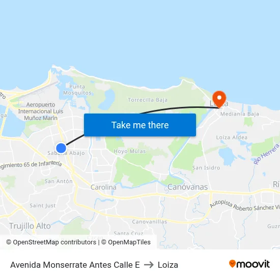 Avenida Monserrate Antes Calle E to Loiza map