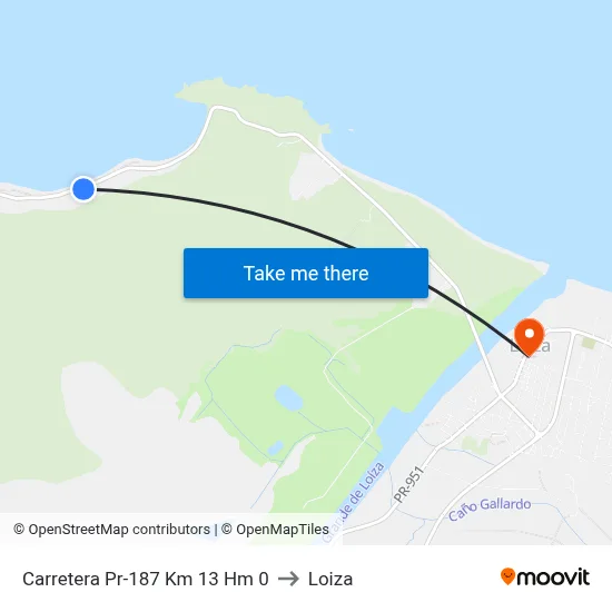 Carretera Pr-187 Km 13 Hm 0 to Loiza map