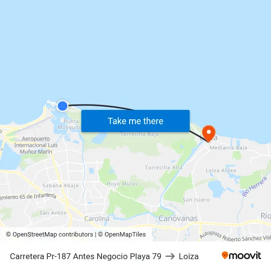 Carretera Pr-187 Antes Negocio Playa 79 to Loiza map