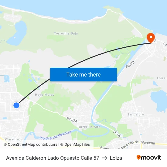 Avenida Calderon Lado Opuesto Calle 57 to Loiza map