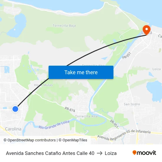 Avenida Sanches Cataño Antes Calle 40 to Loiza map