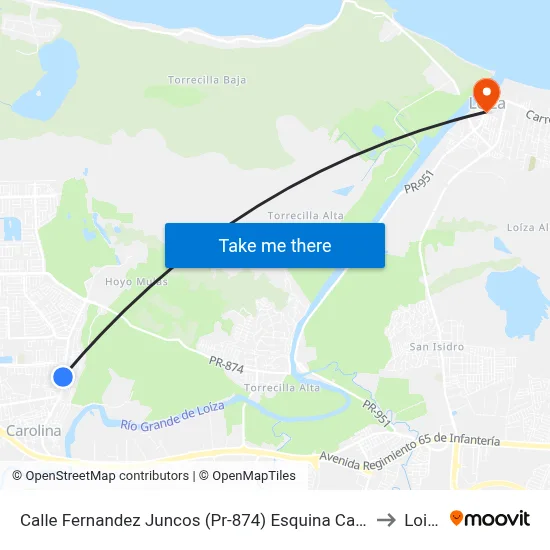 Calle Fernandez Juncos (Pr-874)  Esquina Calle 33 to Loiza map