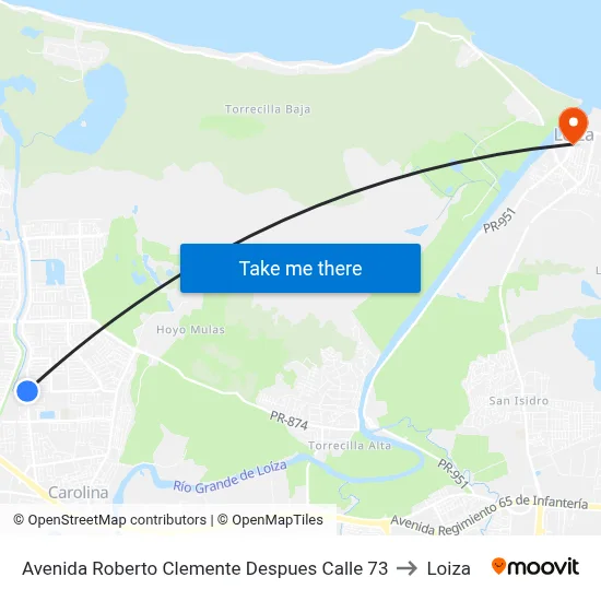 Avenida Roberto Clemente Despues Calle 73 to Loiza map