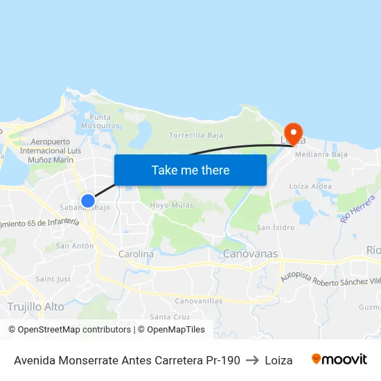 Avenida Monserrate Antes Carretera Pr-190 to Loiza map