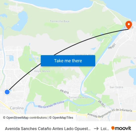 Avenida Sanches Cataño Antes Lado Opuesto Calle 63 to Loiza map