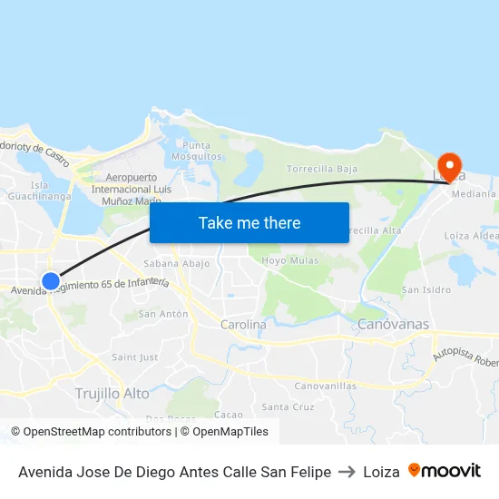 Avenida Jose De Diego Antes Calle San Felipe to Loiza map