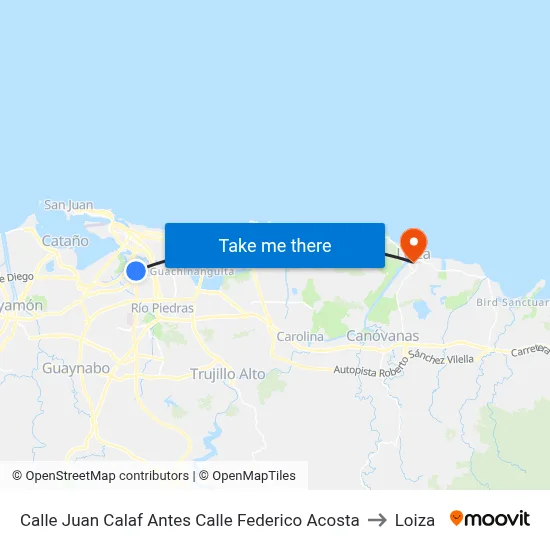 Calle Juan Calaf Antes Calle Federico Acosta to Loiza map
