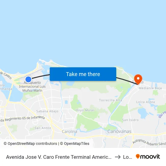 Avenida Jose V. Caro Frente Terminal American Airlines to Loiza map