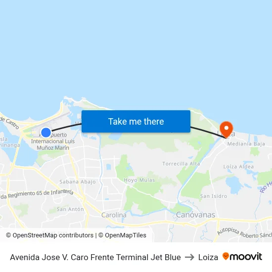 Avenida Jose V. Caro Frente Terminal Jet Blue to Loiza map