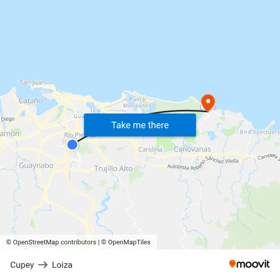 Cupey to Loiza map