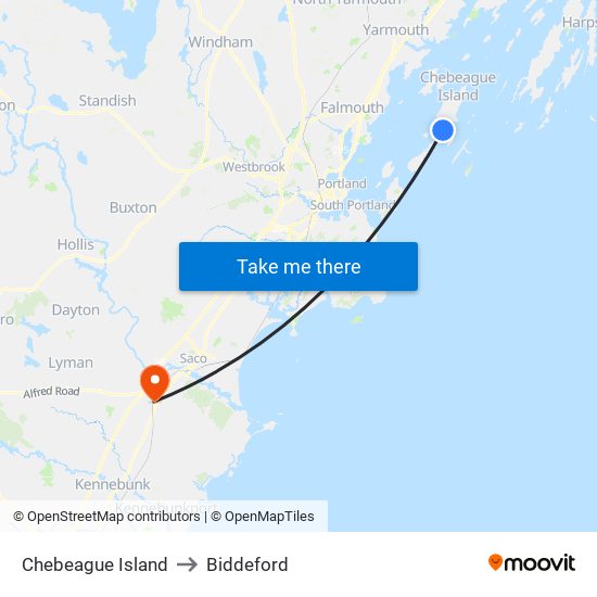 Chebeague Island to Biddeford map