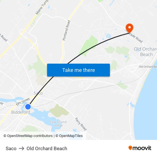 Saco to Old Orchard Beach map