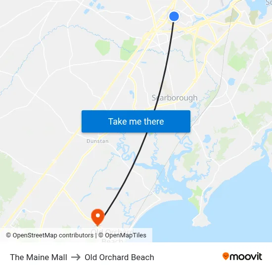 The Maine Mall to Old Orchard Beach map