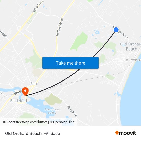 Old Orchard Beach to Saco map