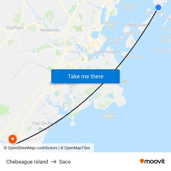 Chebeague Island to Saco map