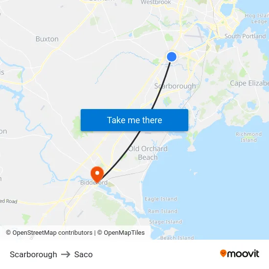 Scarborough to Saco map