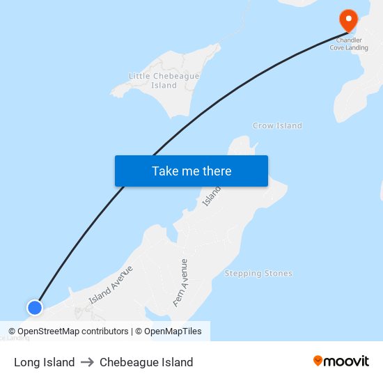 Long Island to Chebeague Island map