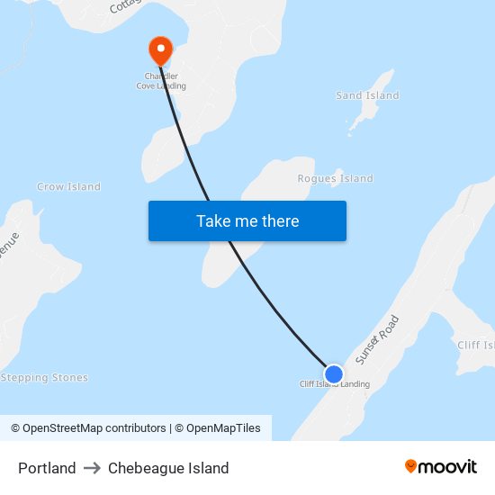 Portland to Chebeague Island map