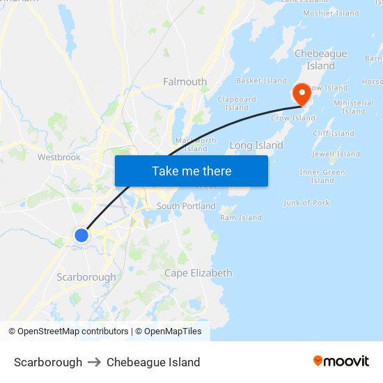 Scarborough to Chebeague Island map