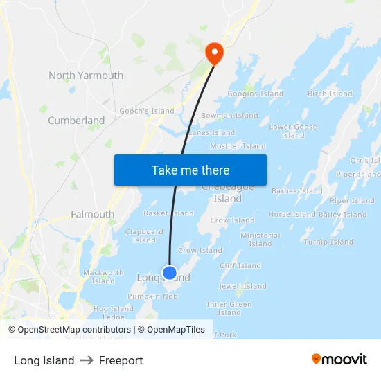 Long Island to Freeport map