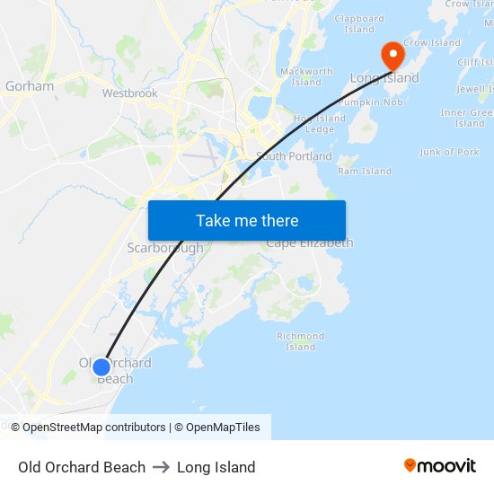 Old Orchard Beach to Long Island map