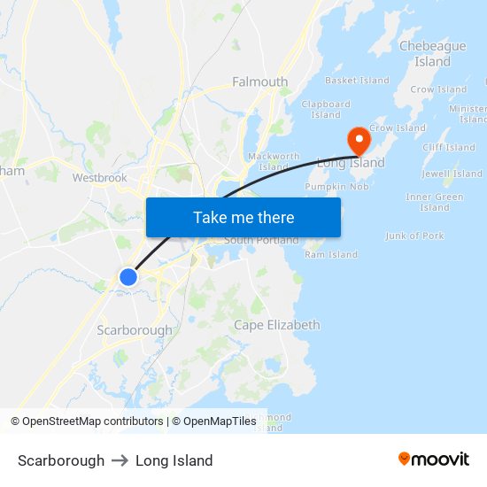 Scarborough to Long Island map