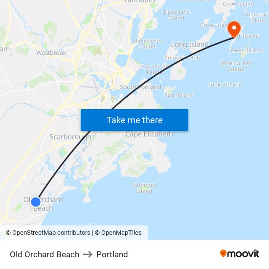 Old Orchard Beach to Portland map