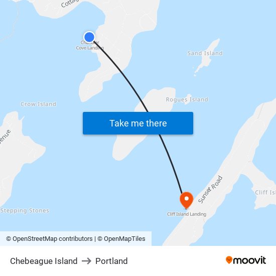 Chebeague Island to Portland map