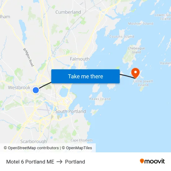 Motel 6 Portland ME to Portland map