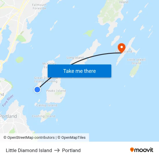 Little Diamond Island to Portland map