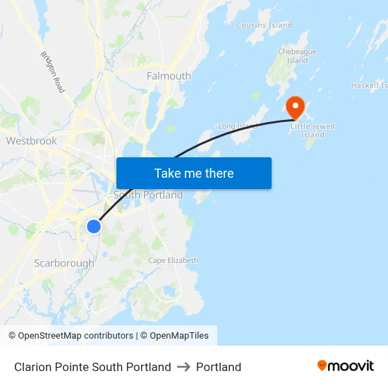 Clarion Pointe South Portland to Portland map