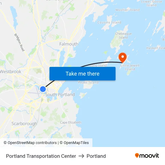 Portland Transportation Center to Portland map