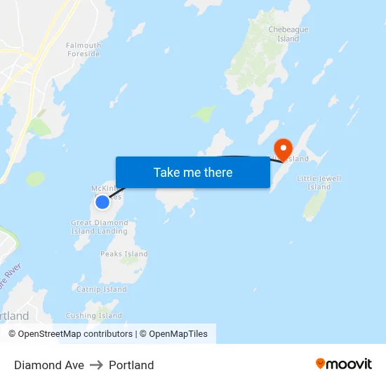 Diamond Ave to Portland map