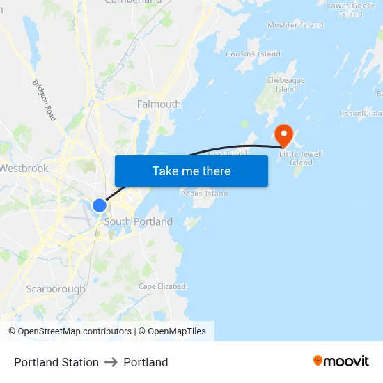 Portland Station to Portland map