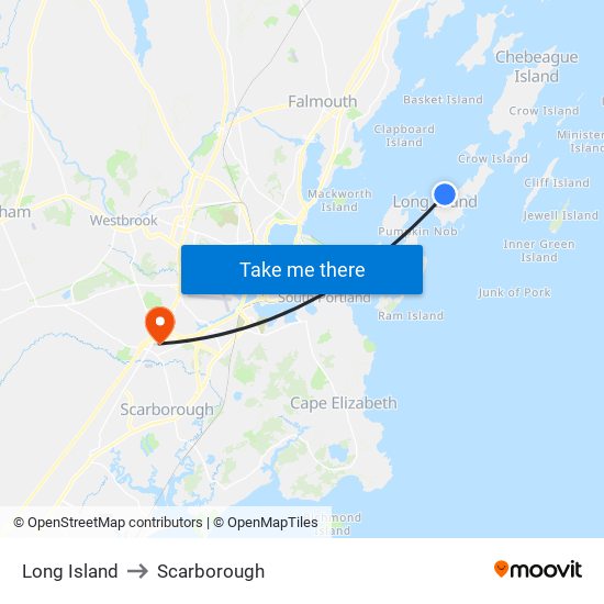 Long Island to Scarborough map