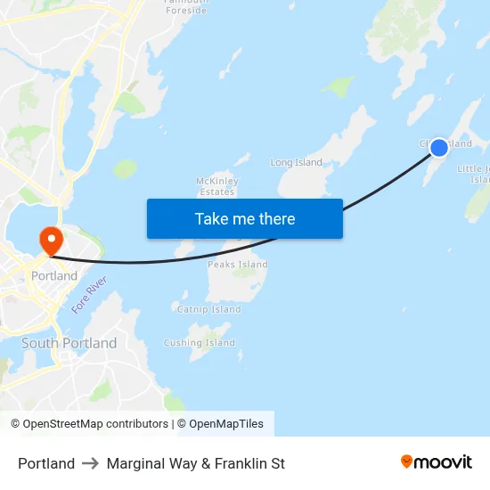 Portland to Marginal Way & Franklin St map
